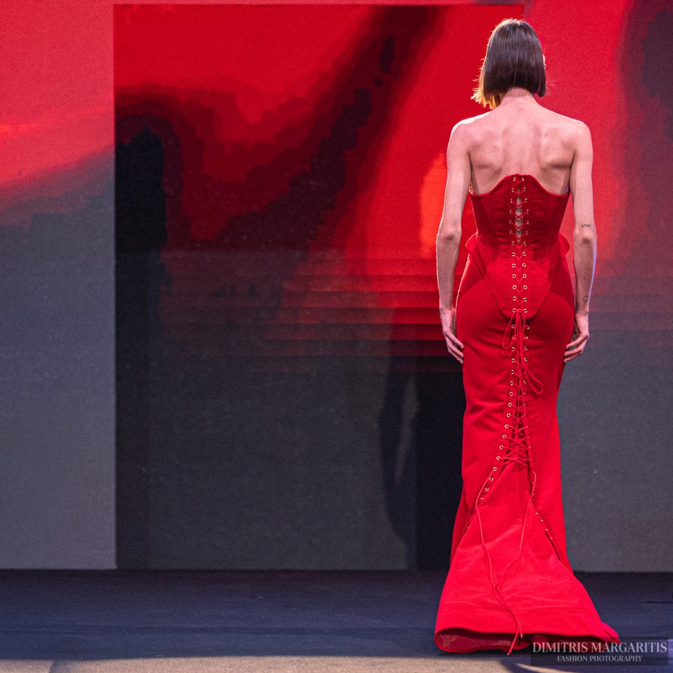 red dress greece fashion show